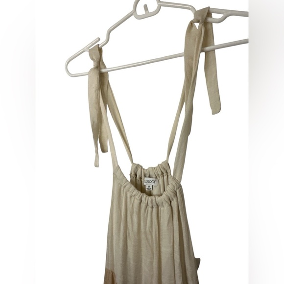 Luxology Tan, Cream, Green Colorblock Tiered Tied Straps Maxi Dress Medium - Picture 4 of 8